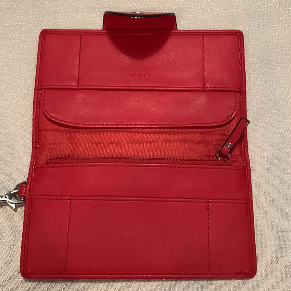 Lodis Red Wallet with detachable strap or wristlet. - Picture 5 of 9